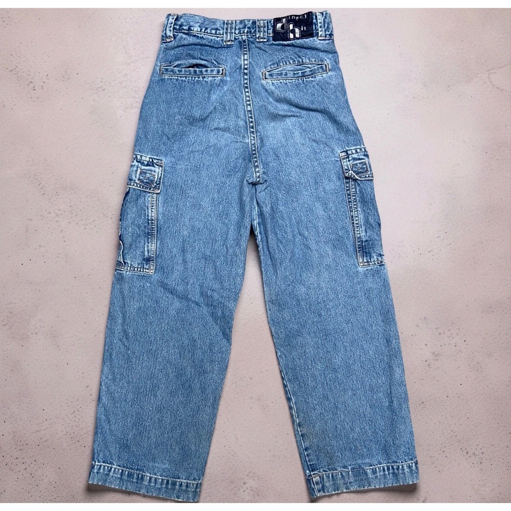 Y2K Direct Hit Womens Cargo Jeans Size 12 Blue Baggy Wide Leg 25x25